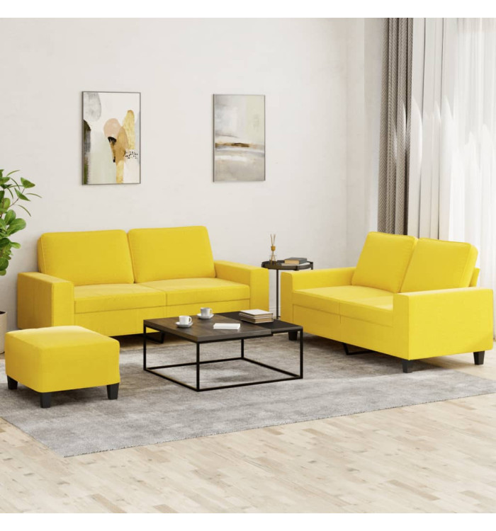 Ensemble de canapés 3 pcs jaune clair tissu | Mobilier & Déco