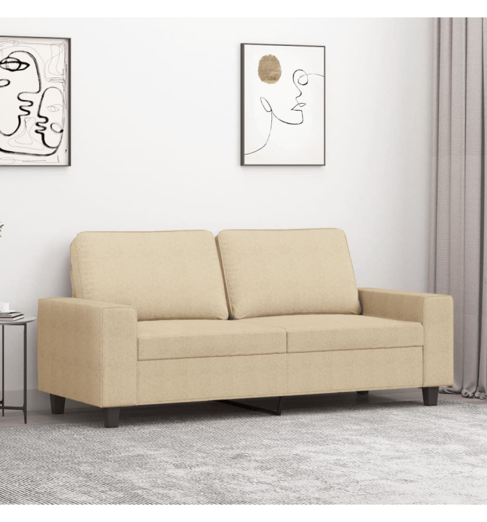 Canapé à 2 places Crème 140 cm Tissu | Mobilier & Déco