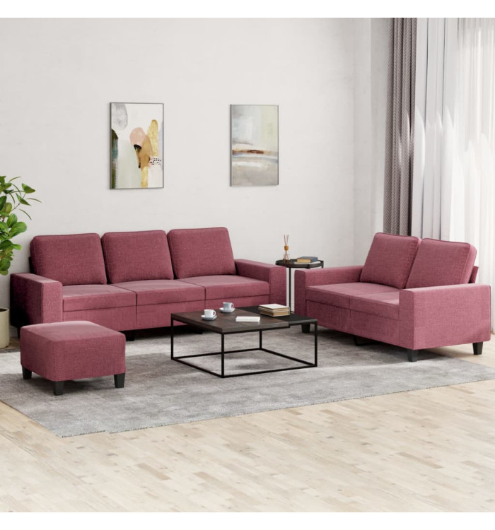 Ensemble de canapés 3 pcs rouge bordeaux tissu | Mobilier & Déco