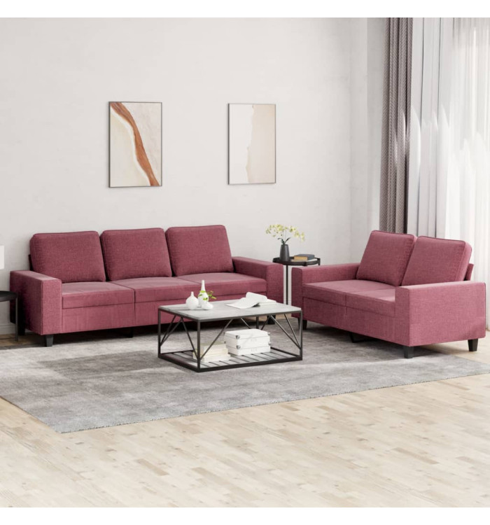 Ensemble de canapés 2 pcs rouge bordeaux tissu | Mobilier & Déco