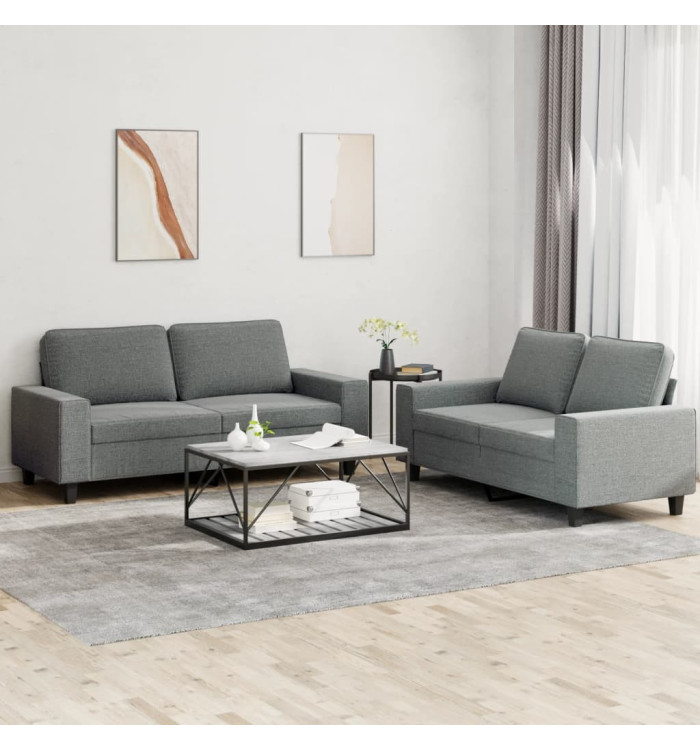 Ensemble de canapés 2 pcs gris foncé tissu | Mobilier & Déco