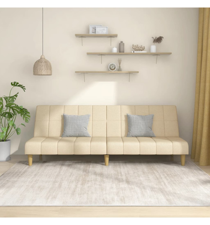 Canapé-lit à 2 places crème tissu | Mobilier & Déco