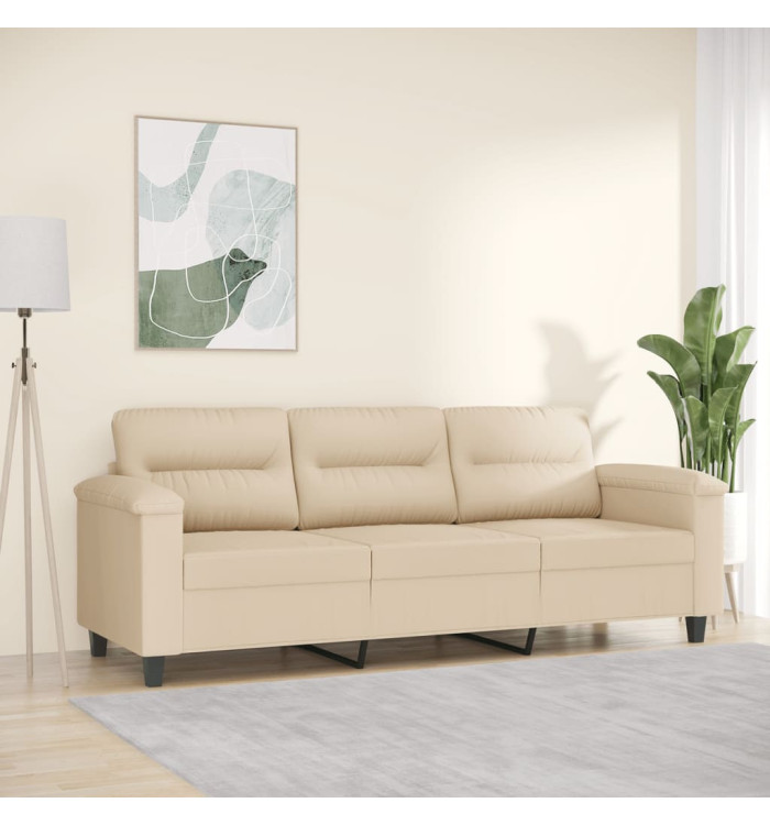 Canapé à 3 places Crème 180 cm Tissu microfibre | Mobilier & Déco