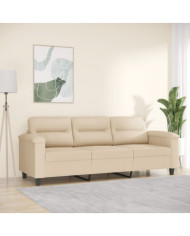 Canapé à 3 places Crème 180 cm Tissu microfibre | Mobilier & Déco
