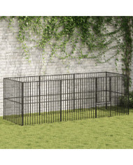 Parc pour chien 8 panneaux noir acier galvanisé | Mobilier & Déco
