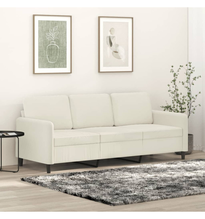 Canapé à 3 places Crème 180 cm Velours | Mobilier & Déco