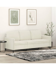 Canapé à 3 places Crème 180 cm Velours | Mobilier & Déco