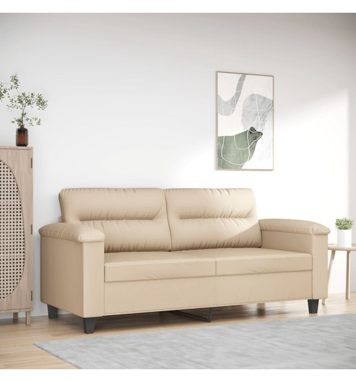 Canapé à 2 places Crème 140 cm Tissu microfibre | Mobilier & Déco