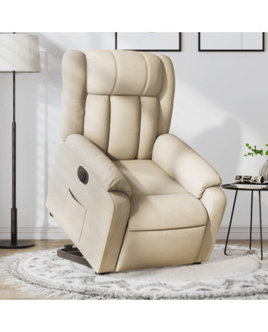Fauteuil inclinable électrique crème tissu | Mobilier & Déco