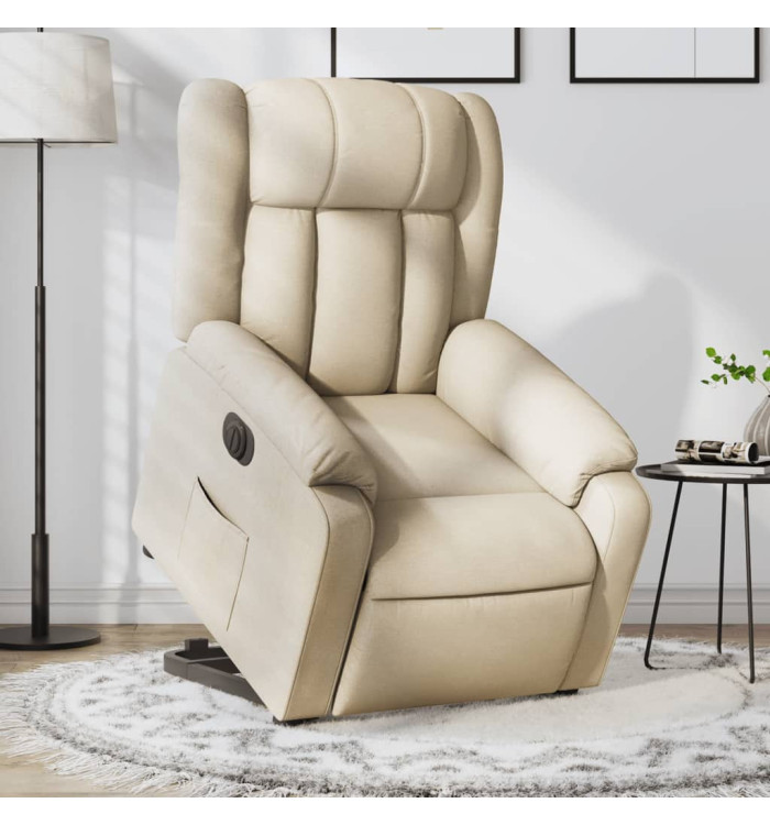 Fauteuil inclinable électrique crème tissu | Mobilier & Déco