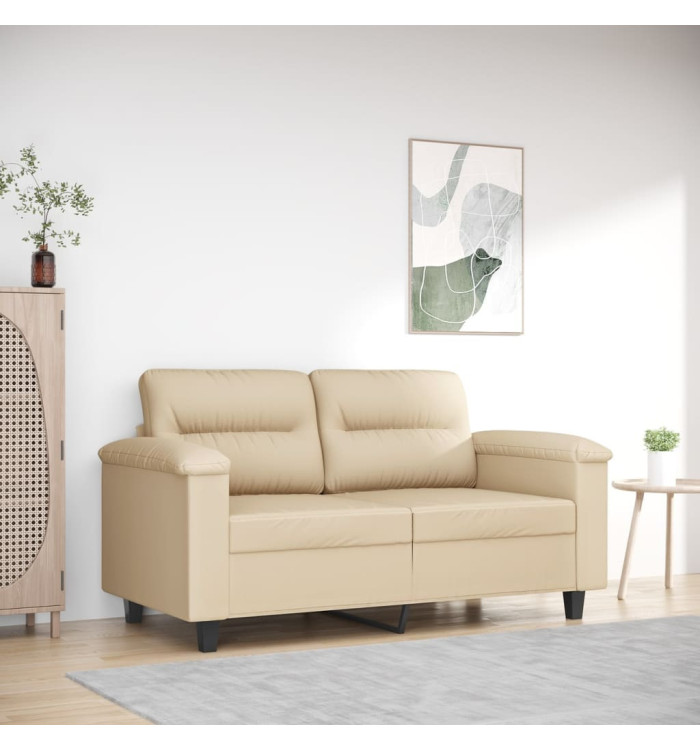 Canapé à 2 places Crème 120 cm Tissu microfibre | Mobilier & Déco