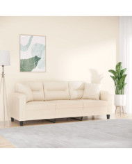 Canapé 3 places avec oreillers beige 180 cm tissu microfibre | Mobilier & Déco