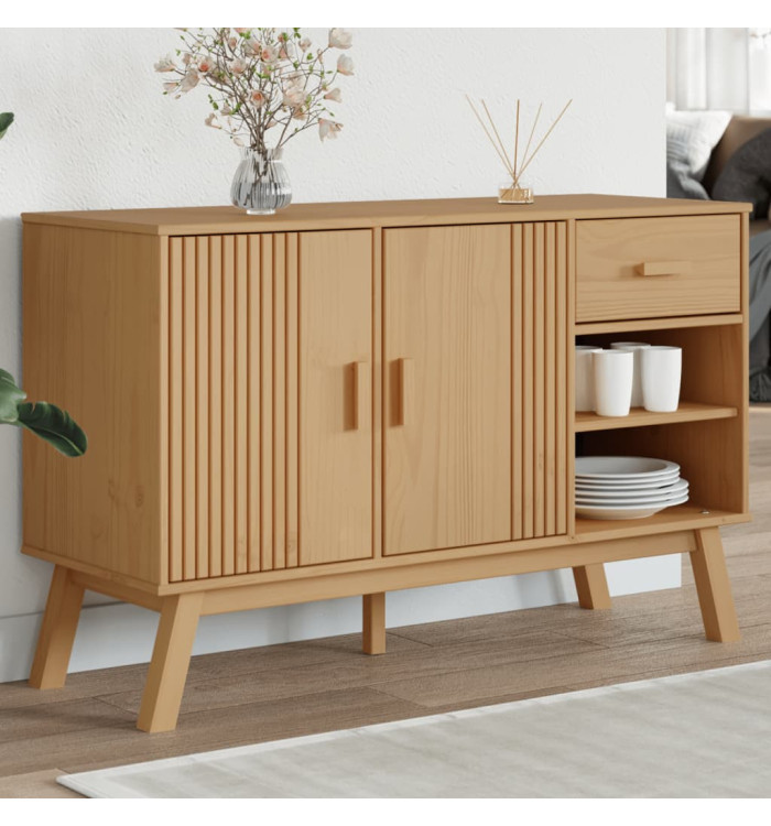 Buffet OLDEN marron 114x43x73,5 cm bois massif de pin | Mobilier & Déco