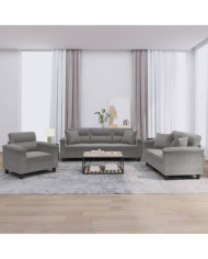 Ensemble de canapés 3 pcs coussins Gris foncé Tissu microfibre | Mobilier & Déco