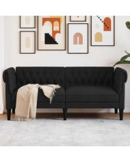 Canapé Chesterfield 2 places noir tissu | Mobilier & Déco