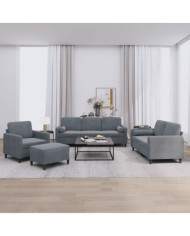 Ensemble de canapés 4 pcs avec coussins gris foncé velours | Mobilier & Déco