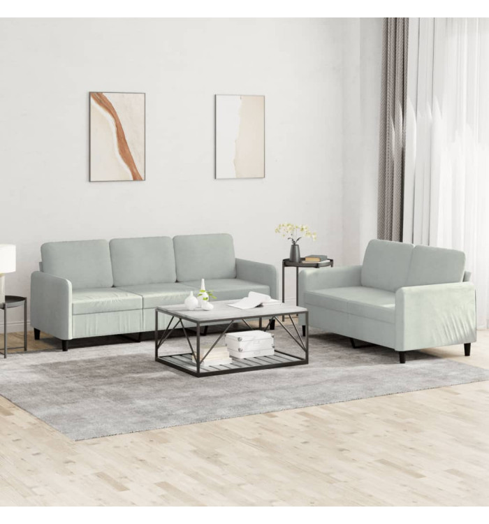 Ensemble de canapés 2 pcs gris clair velours | Mobilier & Déco