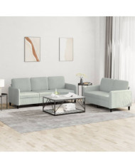 Ensemble de canapés 2 pcs gris clair velours | Mobilier & Déco