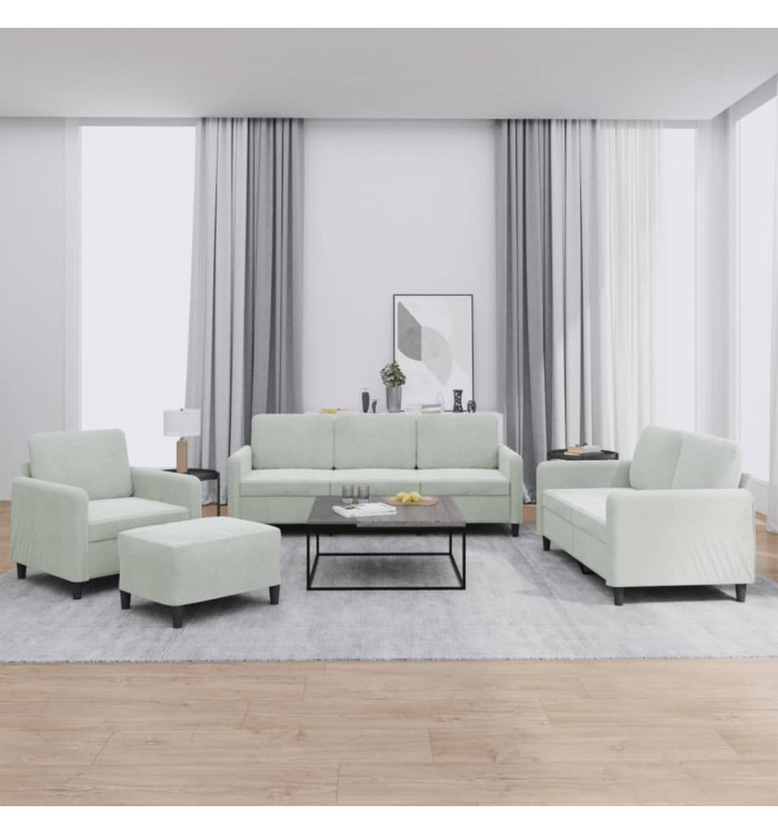 Ensemble de canapés 4 pcs gris clair velours | Mobilier & Déco