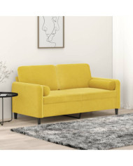 Canapé 2 places avec oreillers décoratifs jaune 140 cm velours | Mobilier & Déco