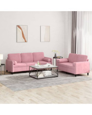 Ensemble de canapés 2 pcs avec coussins rose velours | Mobilier & Déco