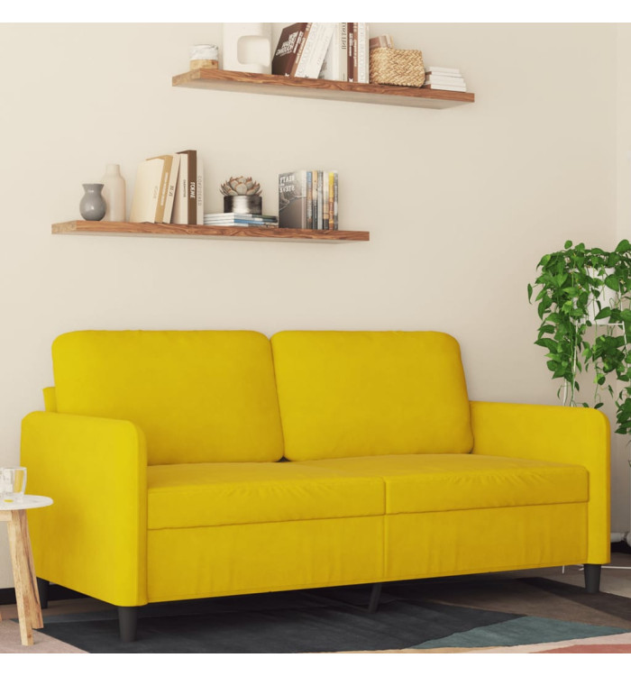 Canapé à 2 places Jaune 140 cm Velours | Mobilier & Déco