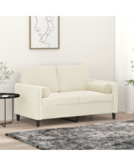 Canapé 2 places avec oreillers décoratifs crème 120 cm velours | Mobilier & Déco