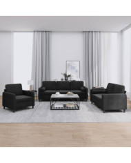 Ensemble de canapés 3 pcs avec coussins noir velours | Mobilier & Déco