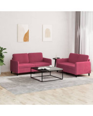 Ensemble de canapés 2 pcs rouge bordeaux velours | Mobilier & Déco