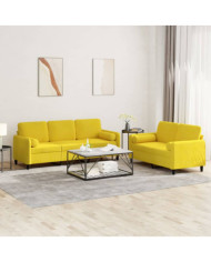 Ensemble de canapés 2 pcs avec coussins jaune velours | Mobilier & Déco