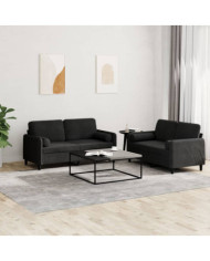 Ensemble de canapés 2 pcs avec coussins noir velours | Mobilier & Déco