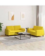Ensemble de canapés 2 pcs avec coussins jaune velours | Mobilier & Déco