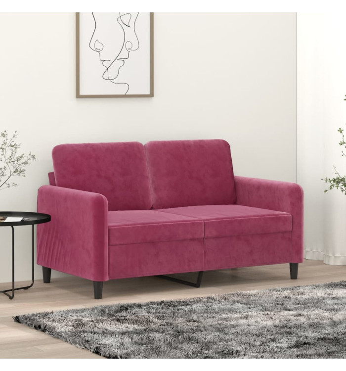 Canapé à 2 places Rouge bordeaux 120 cm Velours | Mobilier & Déco