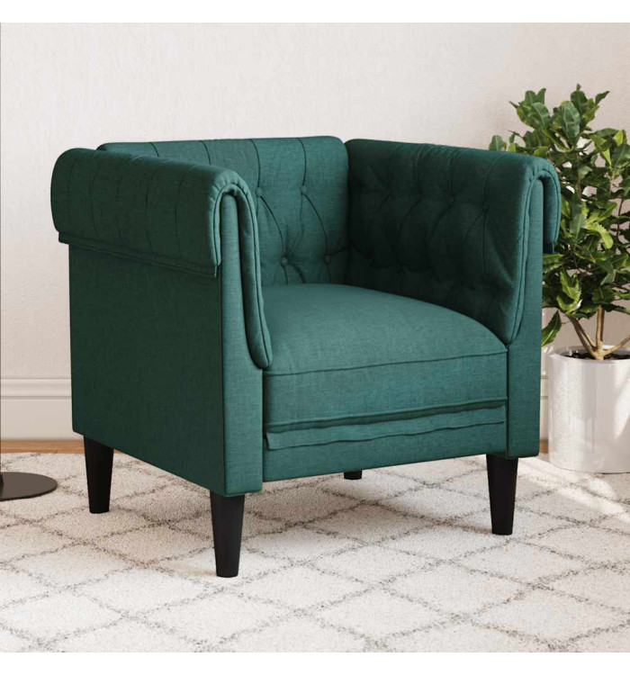 Fauteuil Chesterfield vert foncé tissu | Mobilier & Déco