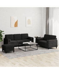 Ensemble de canapés 3 pcs avec coussins noir velours | Mobilier & Déco