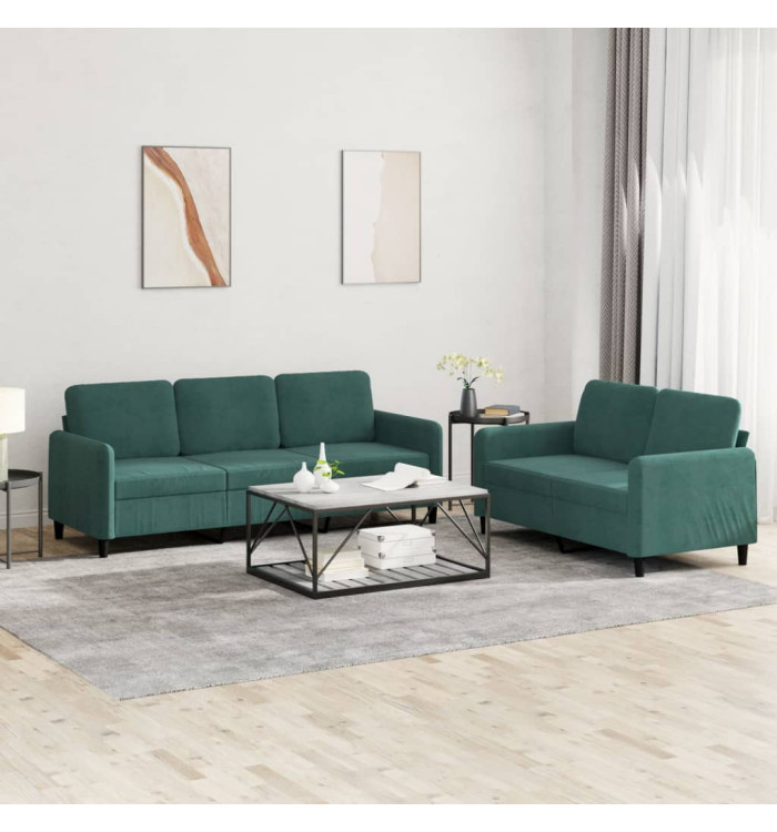 Ensemble de canapés 2 pcs vert foncé velours | Mobilier & Déco