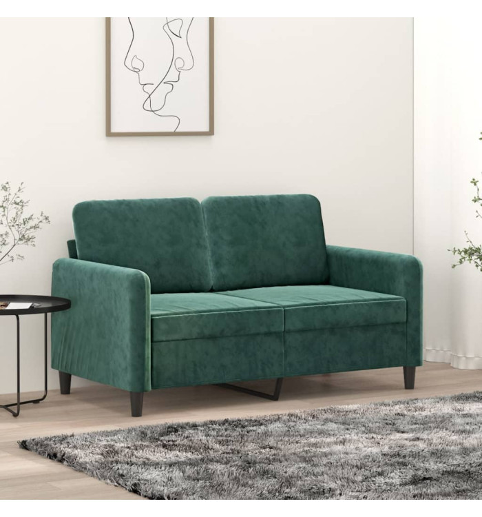 Canapé à 2 places Vert foncé 120 cm Velours | Mobilier & Déco