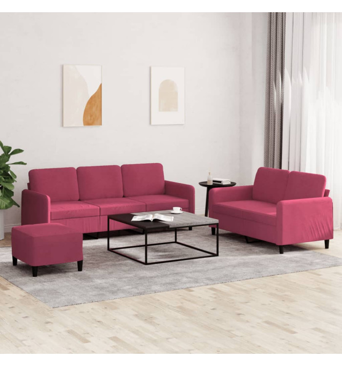 Ensemble de canapés 3 pcs rouge bordeaux velours | Mobilier & Déco