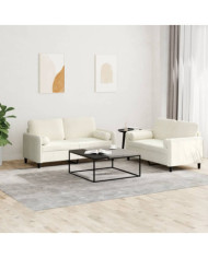 Ensemble de canapés 2 pcs avec coussins crème velours | Mobilier & Déco