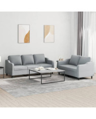 Ensemble de canapés 2 pcs avec coussins Gris clair Tissu | Mobilier & Déco