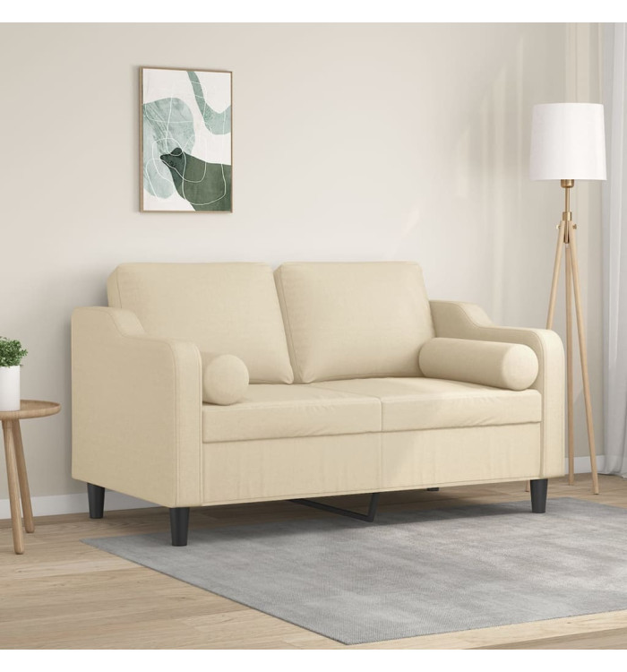 Canapé 2 places avec oreillers décoratifs crème 120 cm tissu | Mobilier & Déco