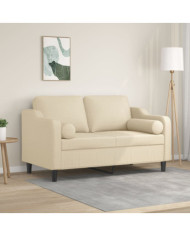 Canapé 2 places avec oreillers décoratifs crème 120 cm tissu | Mobilier & Déco
