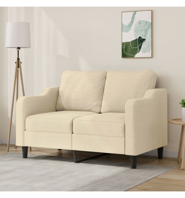 Canapé à 2 places Crème 120 cm Tissu | Mobilier & Déco