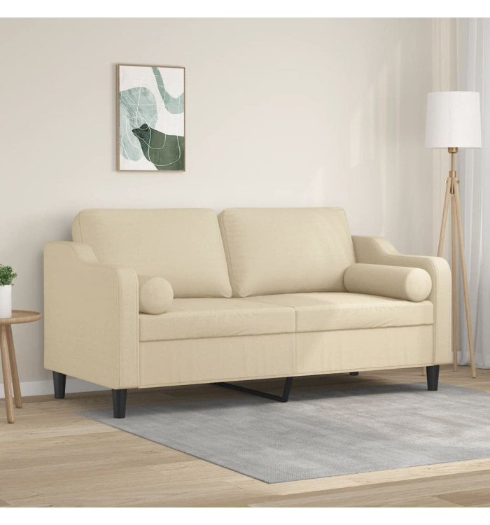 Canapé 2 places avec oreillers décoratifs crème 140 cm tissu | Mobilier & Déco