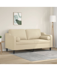 Canapé 2 places avec oreillers décoratifs crème 140 cm tissu | Mobilier & Déco