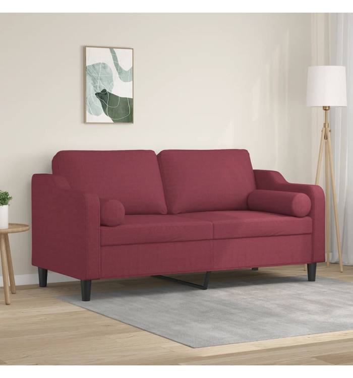 Canapé 2 places avec oreillers bordeaux 140 cm tissu | Mobilier & Déco