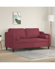 Canapé 2 places avec oreillers bordeaux 140 cm tissu | Mobilier & Déco