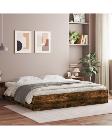 Cadre de lit avec tiroirs sans matelas chêne fumé 200x200 cm | Mobilier & Déco