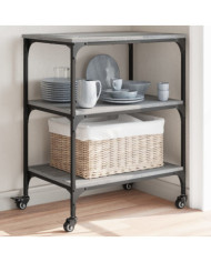 Chariot de cuisine sonoma gris 60x41x76 cm bois d'ingénierie | Mobilier & Déco