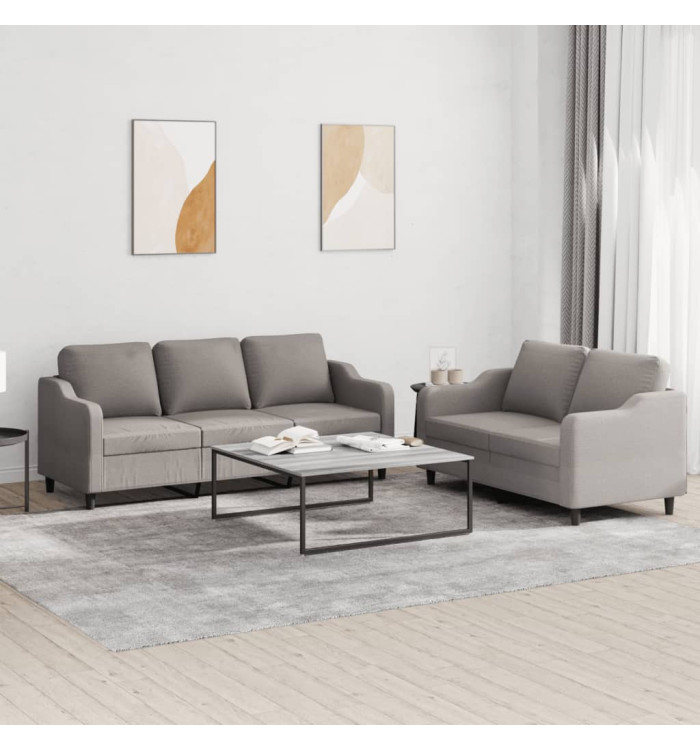 Ensemble de canapés 2 pcs avec coussins Taupe Tissu | Mobilier & Déco